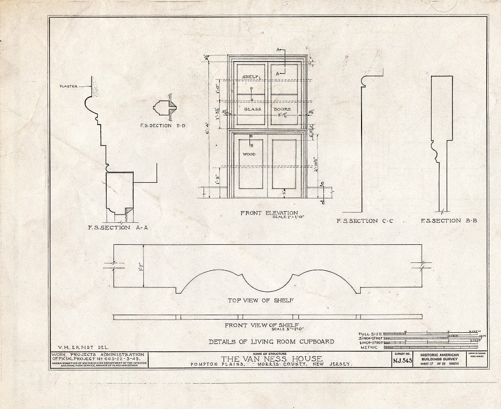 Blueprint HABS NJ,14-POMPL,1- (Sheet 17 of 19) - Van Ness House, Jackson Avenue & Pompton Pine, Pompton Plains, Morris County, NJ