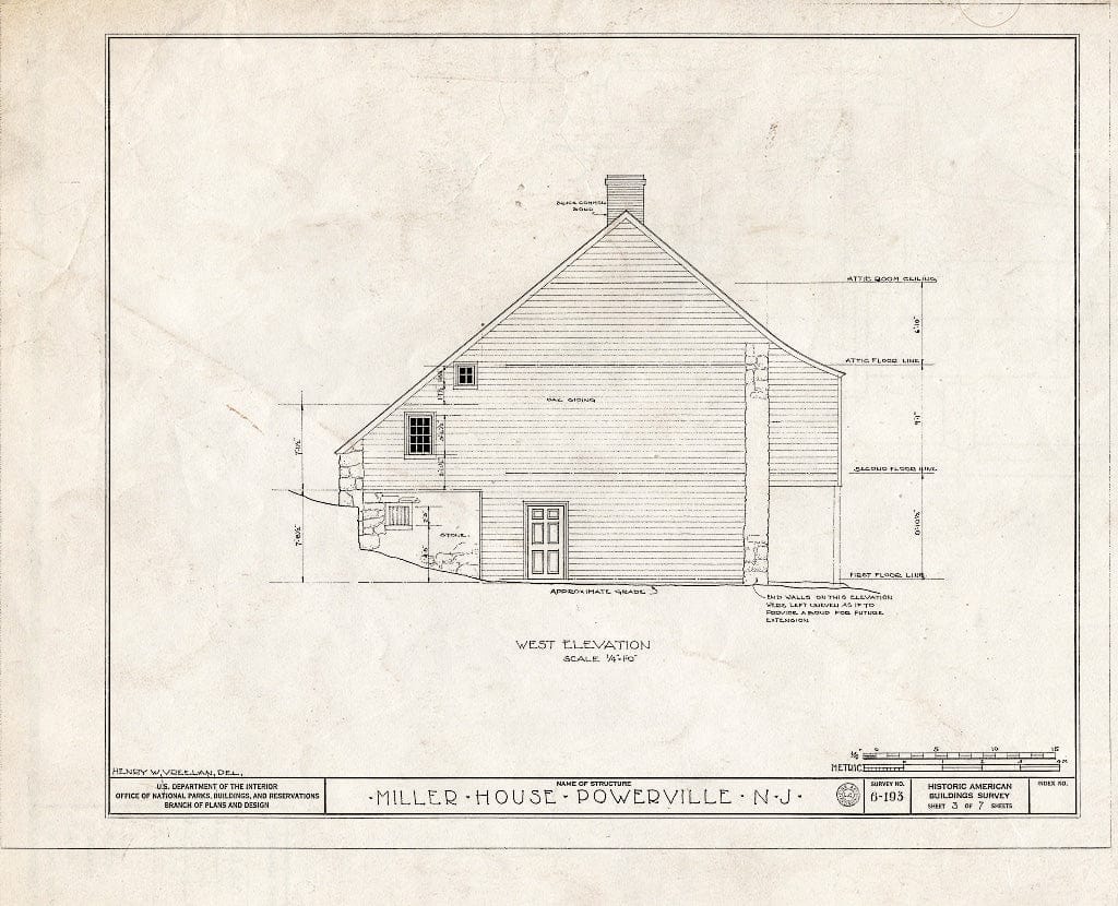 Blueprint HABS NJ,14-POWVI,1- (Sheet 3 of 7) - Adam Miller House at Powerville, Powerville, Morris County, NJ