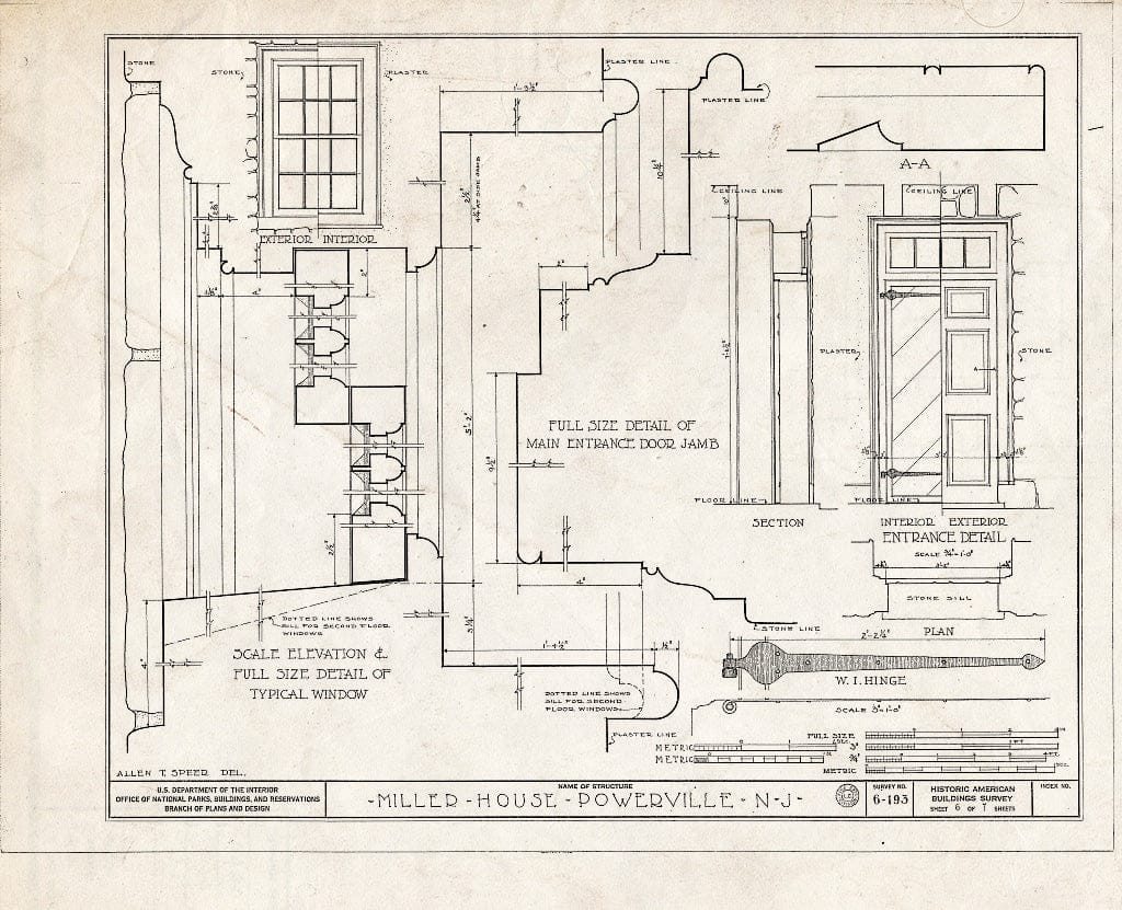 Blueprint HABS NJ,14-POWVI,1- (Sheet 6 of 7) - Adam Miller House at Powerville, Powerville, Morris County, NJ
