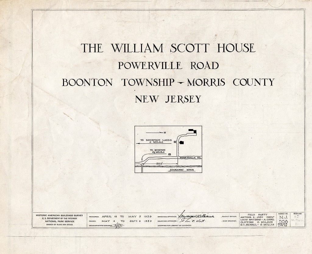 Blueprint HABS NJ,14-POWVI,2- (Sheet 0 of 29) - William Scott Mansion House, Powerville Road, Powerville, Morris County, NJ