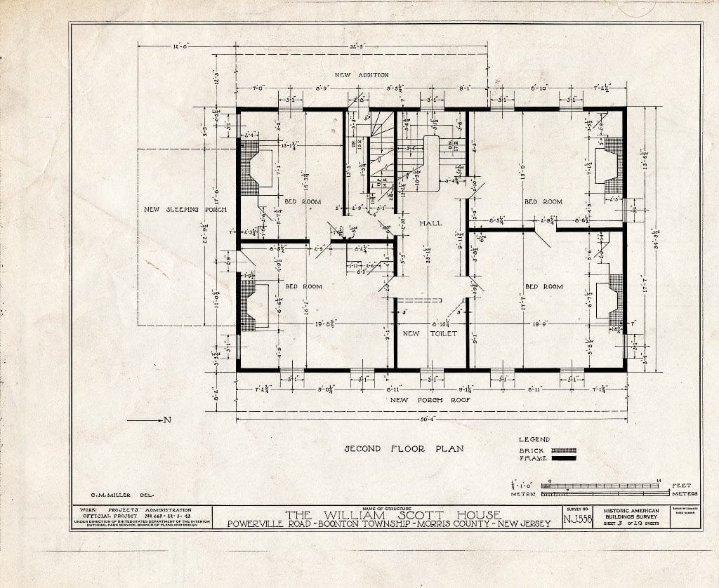 Blueprint HABS NJ,14-POWVI,2- (Sheet 3 of 29) - William Scott Mansion House, Powerville Road, Powerville, Morris County, NJ