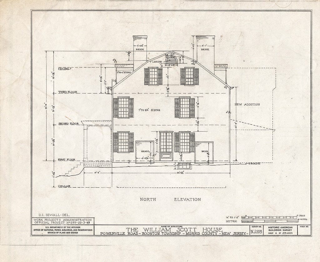 Blueprint HABS NJ,14-POWVI,2- (Sheet 6 of 29) - William Scott Mansion House, Powerville Road, Powerville, Morris County, NJ