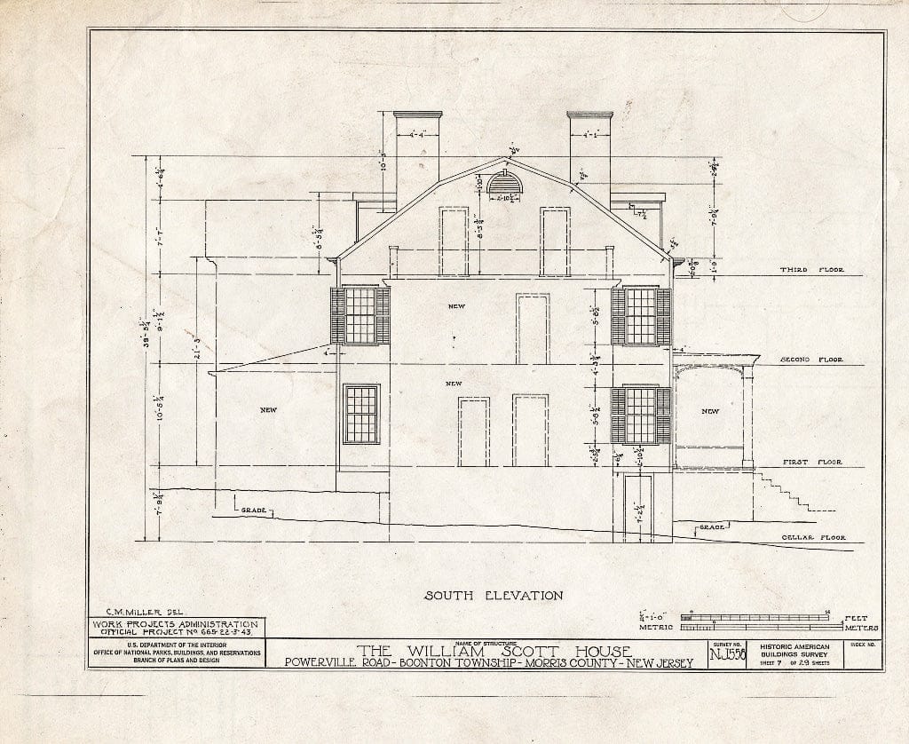 Blueprint HABS NJ,14-POWVI,2- (Sheet 7 of 29) - William Scott Mansion House, Powerville Road, Powerville, Morris County, NJ
