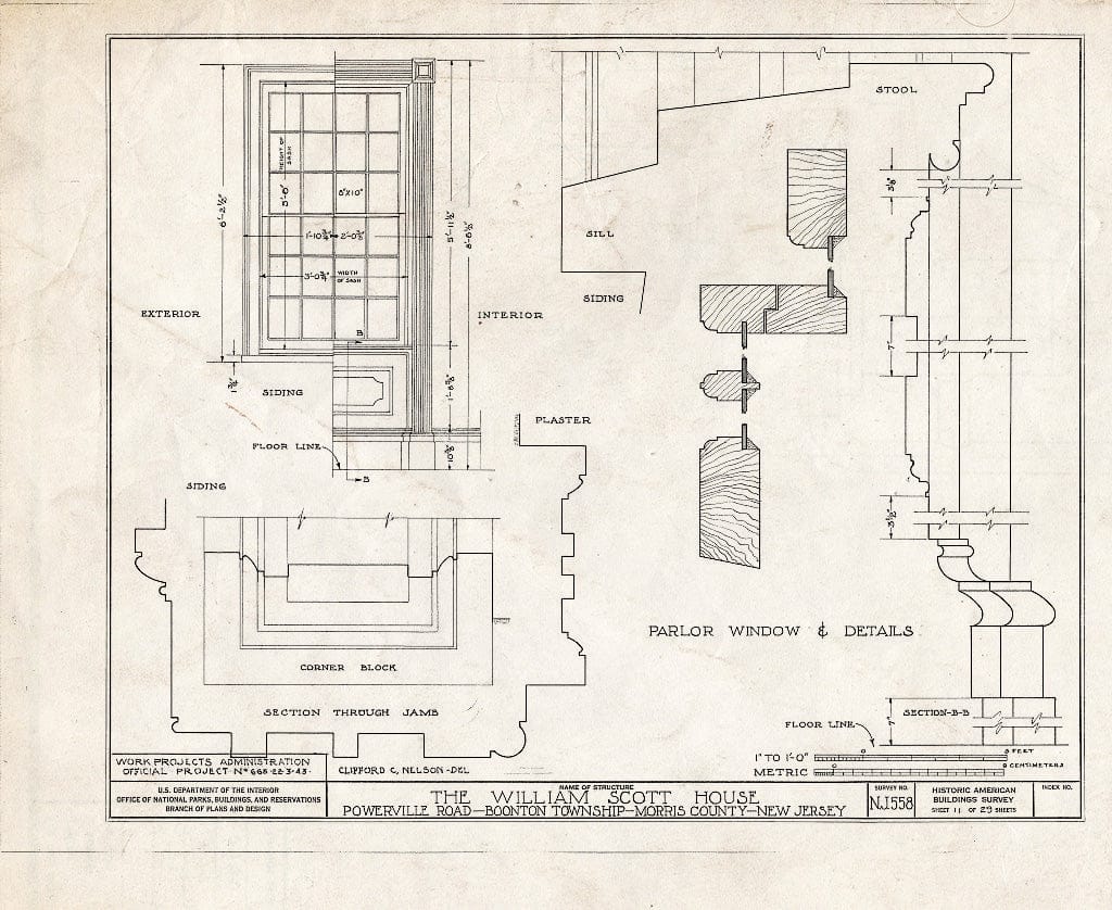 Blueprint HABS NJ,14-POWVI,2- (Sheet 11 of 29) - William Scott Mansion House, Powerville Road, Powerville, Morris County, NJ