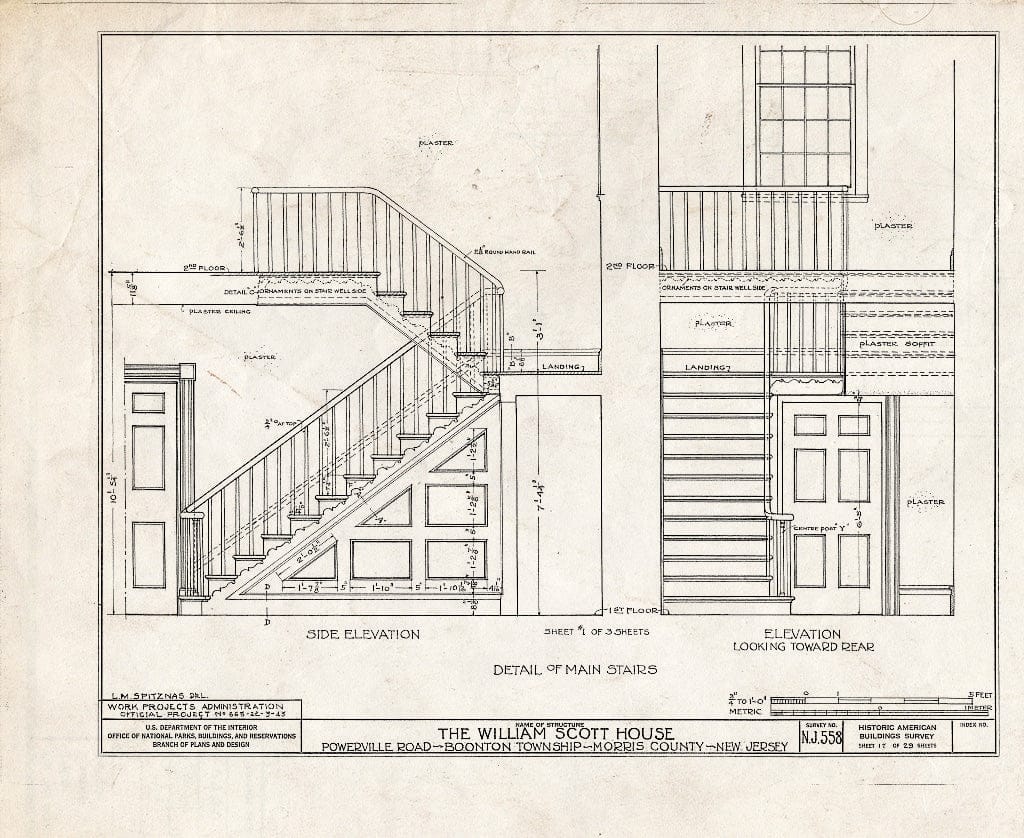 Blueprint HABS NJ,14-POWVI,2- (Sheet 17 of 29) - William Scott Mansion House, Powerville Road, Powerville, Morris County, NJ