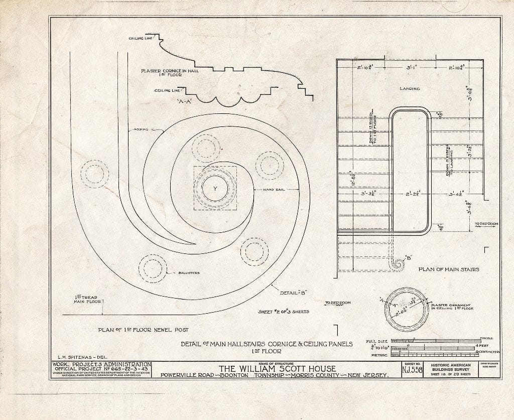 Blueprint HABS NJ,14-POWVI,2- (Sheet 18 of 29) - William Scott Mansion House, Powerville Road, Powerville, Morris County, NJ