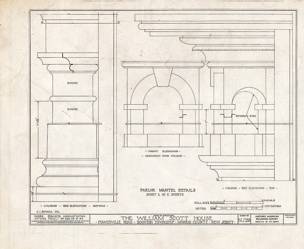 Blueprint HABS NJ,14-POWVI,2- (Sheet 23 of 29) - William Scott Mansion House, Powerville Road, Powerville, Morris County, NJ