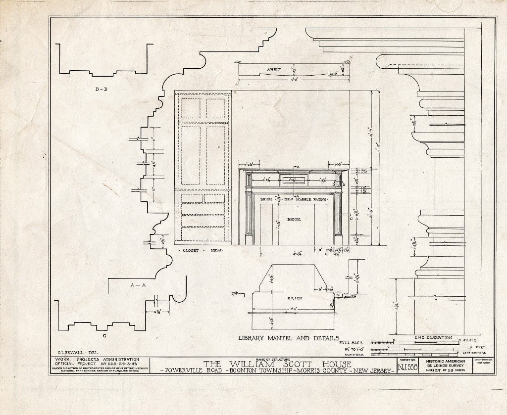 Blueprint HABS NJ,14-POWVI,2- (Sheet 27 of 29) - William Scott Mansion House, Powerville Road, Powerville, Morris County, NJ