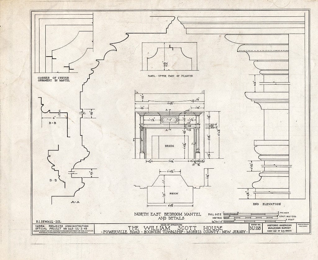 Blueprint HABS NJ,14-POWVI,2- (Sheet 28 of 29) - William Scott Mansion House, Powerville Road, Powerville, Morris County, NJ