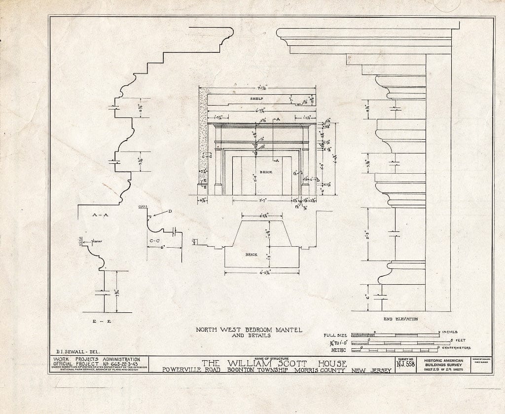 Blueprint HABS NJ,14-POWVI,2- (Sheet 29 of 29) - William Scott Mansion House, Powerville Road, Powerville, Morris County, NJ