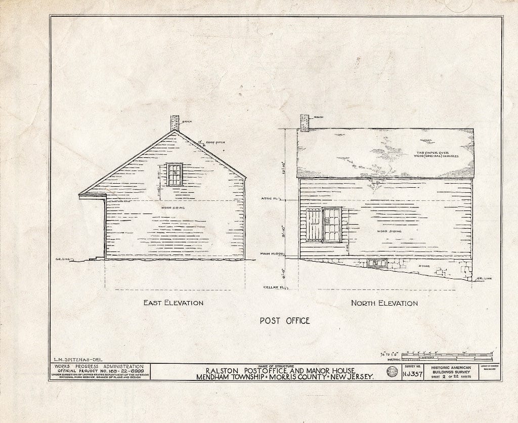 Blueprint HABS NJ,14-RAL,2- (Sheet 2 of 22) - Post Office, Ralston, Morris County, NJ