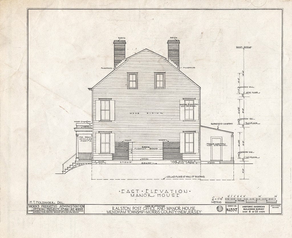 Blueprint HABS NJ,14-RAL,2- (Sheet 6 of 22) - Post Office, Ralston, Morris County, NJ