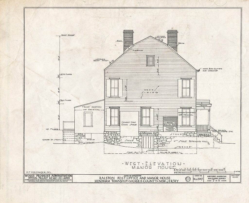 Blueprint HABS NJ,14-RAL,2- (Sheet 7 of 22) - Post Office, Ralston, Morris County, NJ