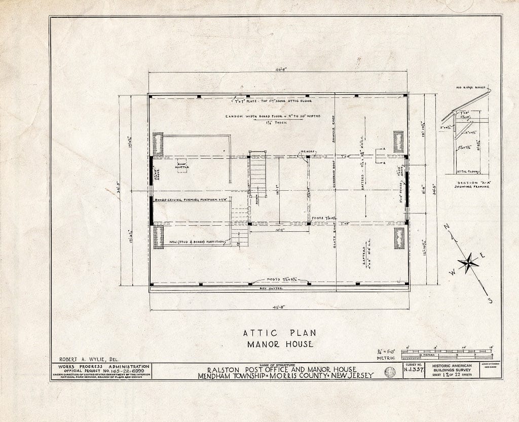 Blueprint HABS NJ,14-RAL,2- (Sheet 12 of 22) - Post Office, Ralston, Morris County, NJ