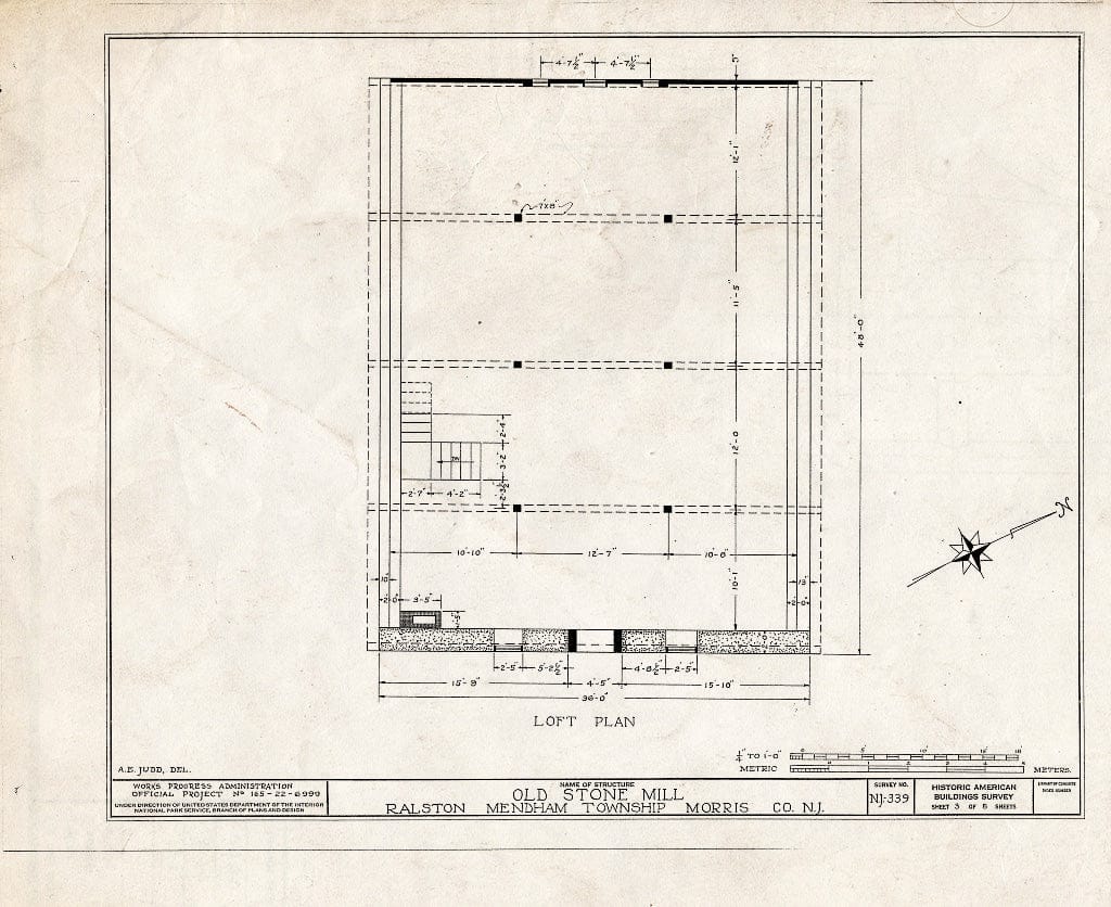 Blueprint HABS NJ,14-RAL,1- (Sheet 3 of 8) - John Ralston Mill, Ralston, Morris County, NJ