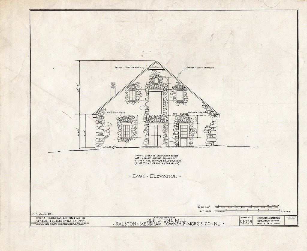 Blueprint HABS NJ,14-RAL,1- (Sheet 4 of 8) - John Ralston Mill, Ralston, Morris County, NJ