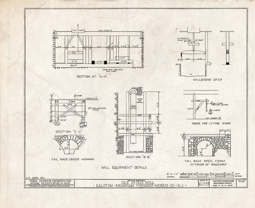 Blueprint HABS NJ,14-RAL,1- (Sheet 8 of 8) - John Ralston Mill, Ralston, Morris County, NJ