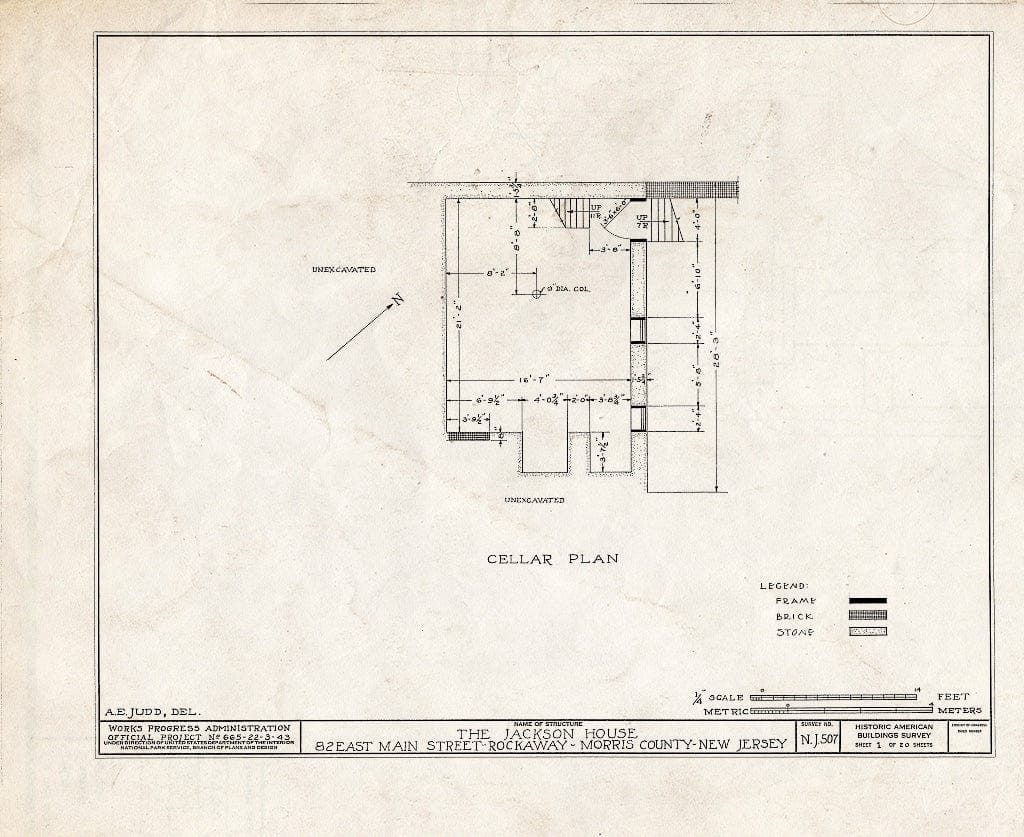 Blueprint HABS NJ,14-Rock,1- (Sheet 1 of 20) - Jackson House, 82 East Main Street, Rockaway, Morris County, NJ