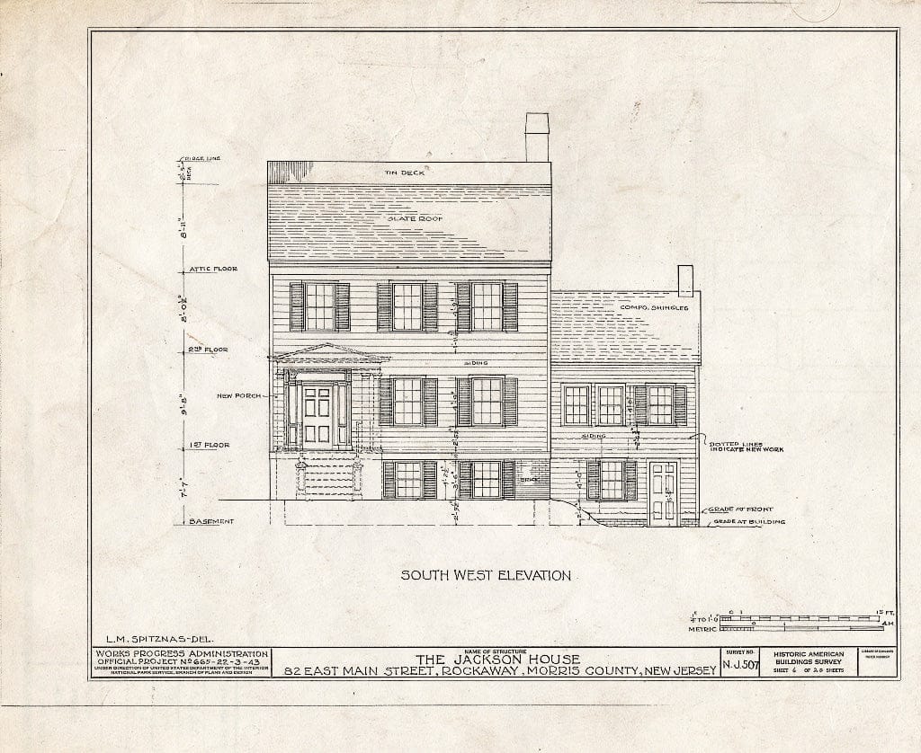 Blueprint HABS NJ,14-Rock,1- (Sheet 6 of 20) - Jackson House, 82 East Main Street, Rockaway, Morris County, NJ