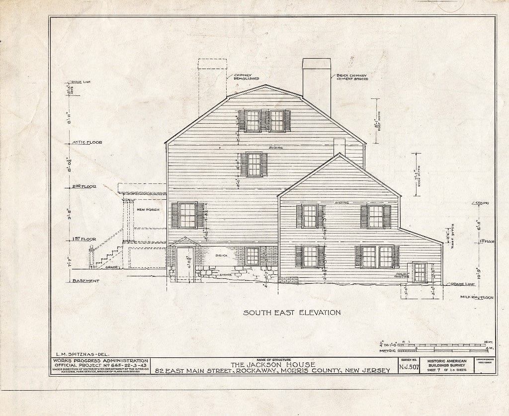 Blueprint HABS NJ,14-Rock,1- (Sheet 7 of 20) - Jackson House, 82 East Main Street, Rockaway, Morris County, NJ