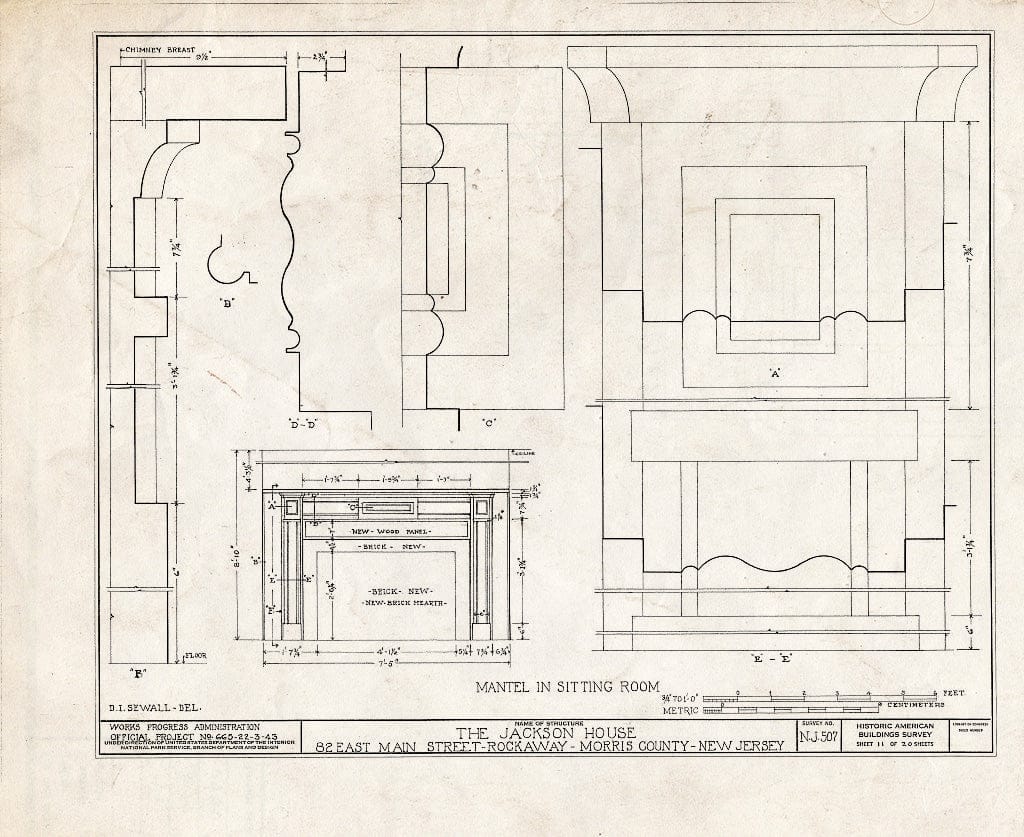 Blueprint HABS NJ,14-Rock,1- (Sheet 11 of 20) - Jackson House, 82 East Main Street, Rockaway, Morris County, NJ