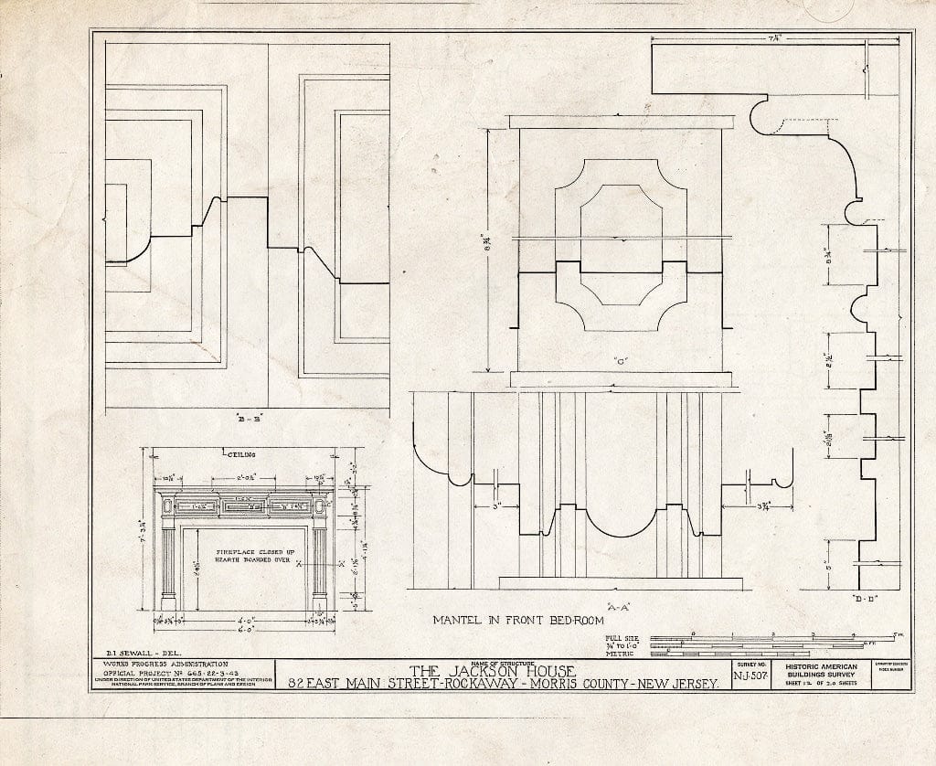 Blueprint HABS NJ,14-Rock,1- (Sheet 12 of 20) - Jackson House, 82 East Main Street, Rockaway, Morris County, NJ