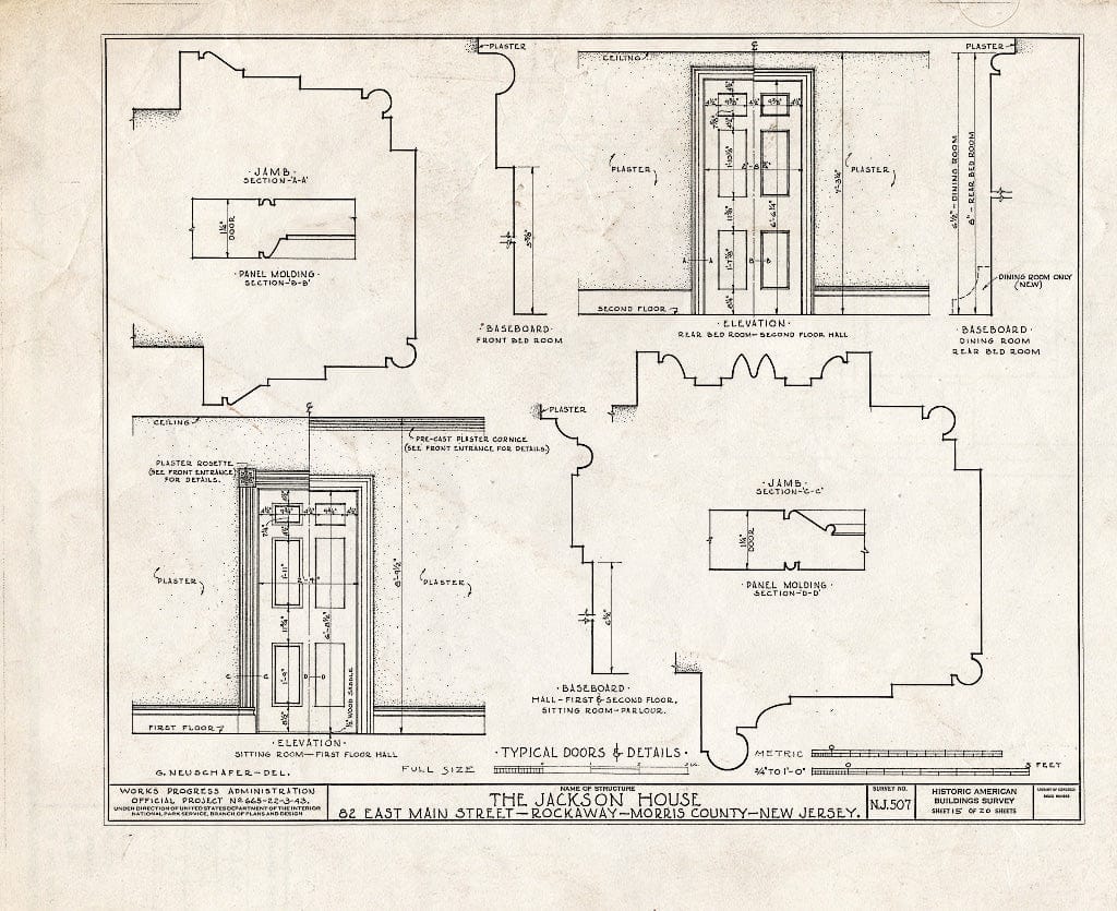 Blueprint HABS NJ,14-Rock,1- (Sheet 15 of 20) - Jackson House, 82 East Main Street, Rockaway, Morris County, NJ