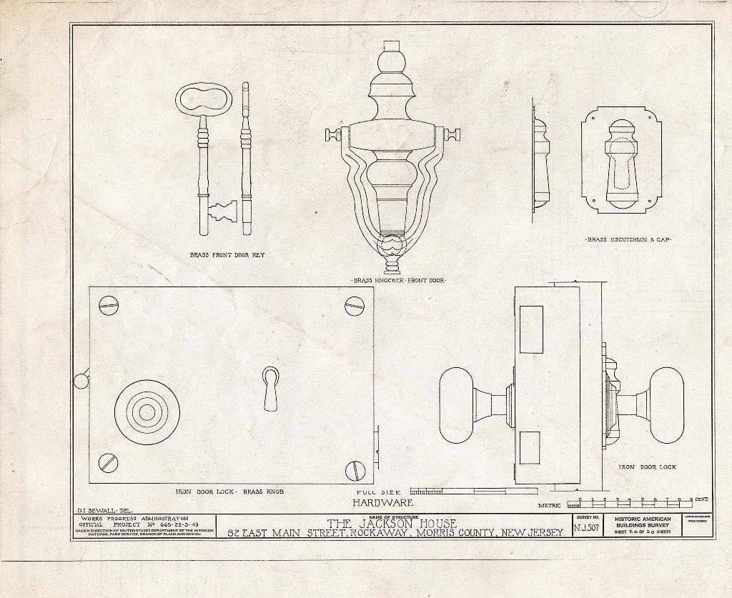 Blueprint HABS NJ,14-Rock,1- (Sheet 20 of 20) - Jackson House, 82 East Main Street, Rockaway, Morris County, NJ