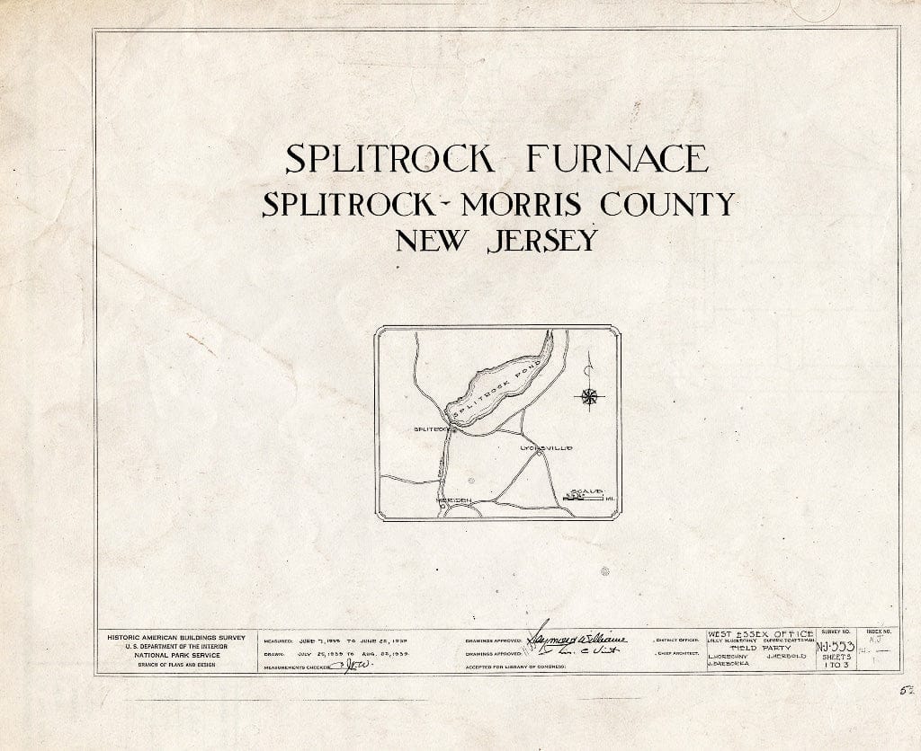 Blueprint HABS NJ,14-_1- (Sheet 0 of 3) - Split Rock Furnance, Meriden, Morris County, NJ