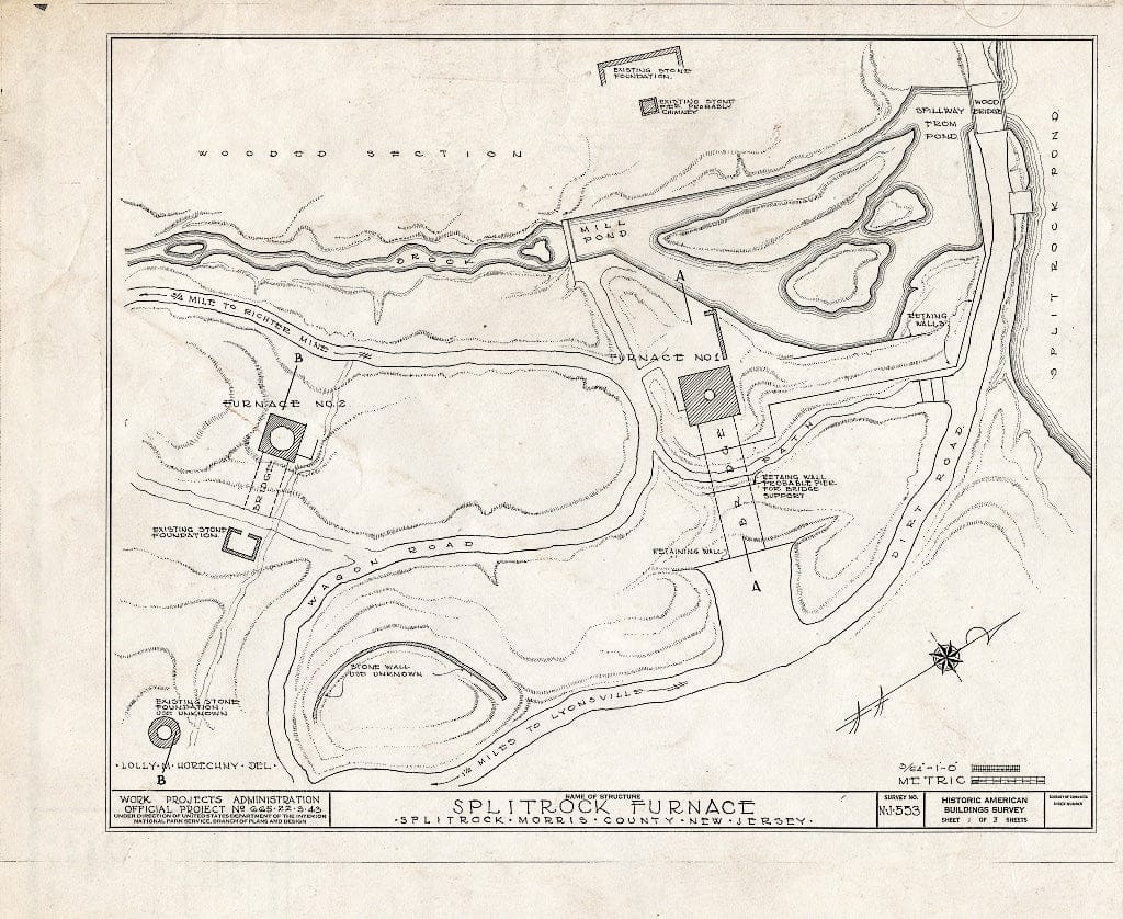 Blueprint HABS NJ,14-_1- (Sheet 1 of 3) - Split Rock Furnance, Meriden, Morris County, NJ