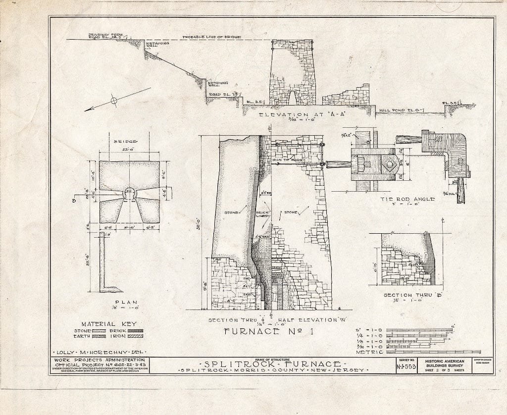 Blueprint HABS NJ,14-_1- (Sheet 2 of 3) - Split Rock Furnance, Meriden, Morris County, NJ
