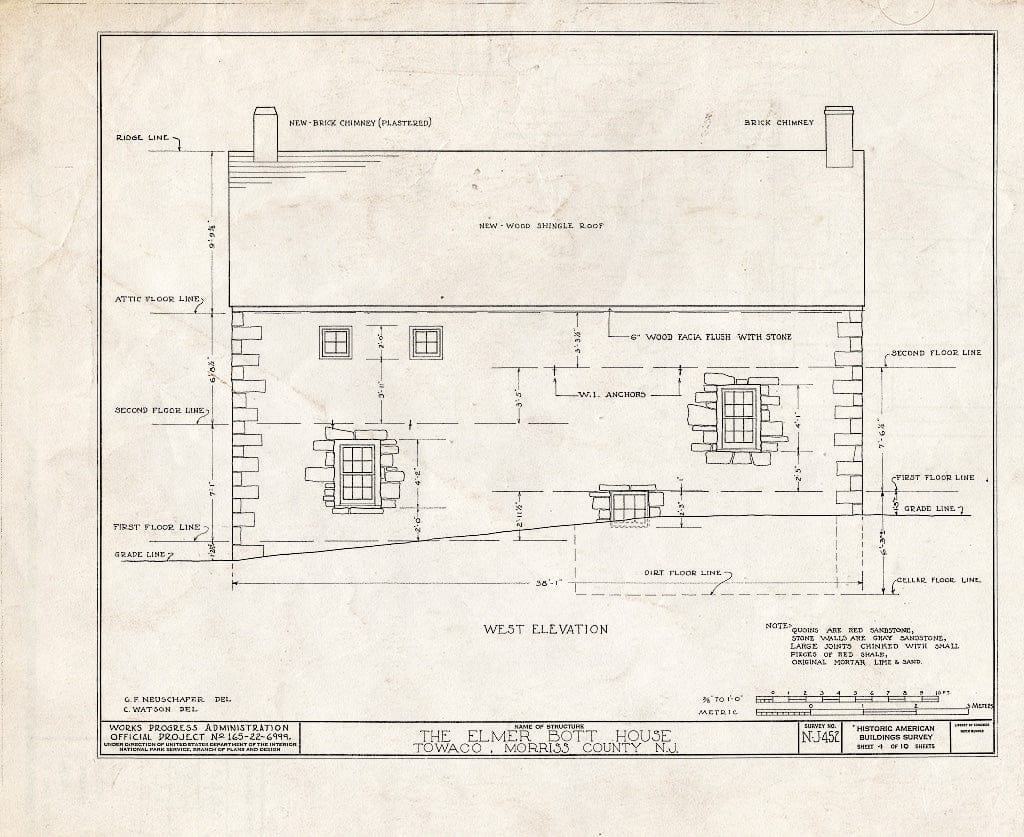 Blueprint HABS NJ,14-TOWA,1- (Sheet 4 of 10) - Elmer E. Bott House, State Highway No. 32, Towaco, Morris County, NJ