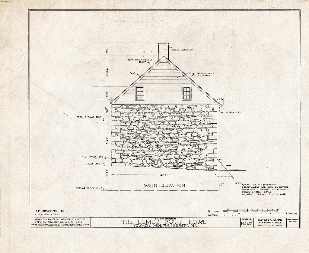 Blueprint HABS NJ,14-TOWA,1- (Sheet 6 of 10) - Elmer E. Bott House, State Highway No. 32, Towaco, Morris County, NJ