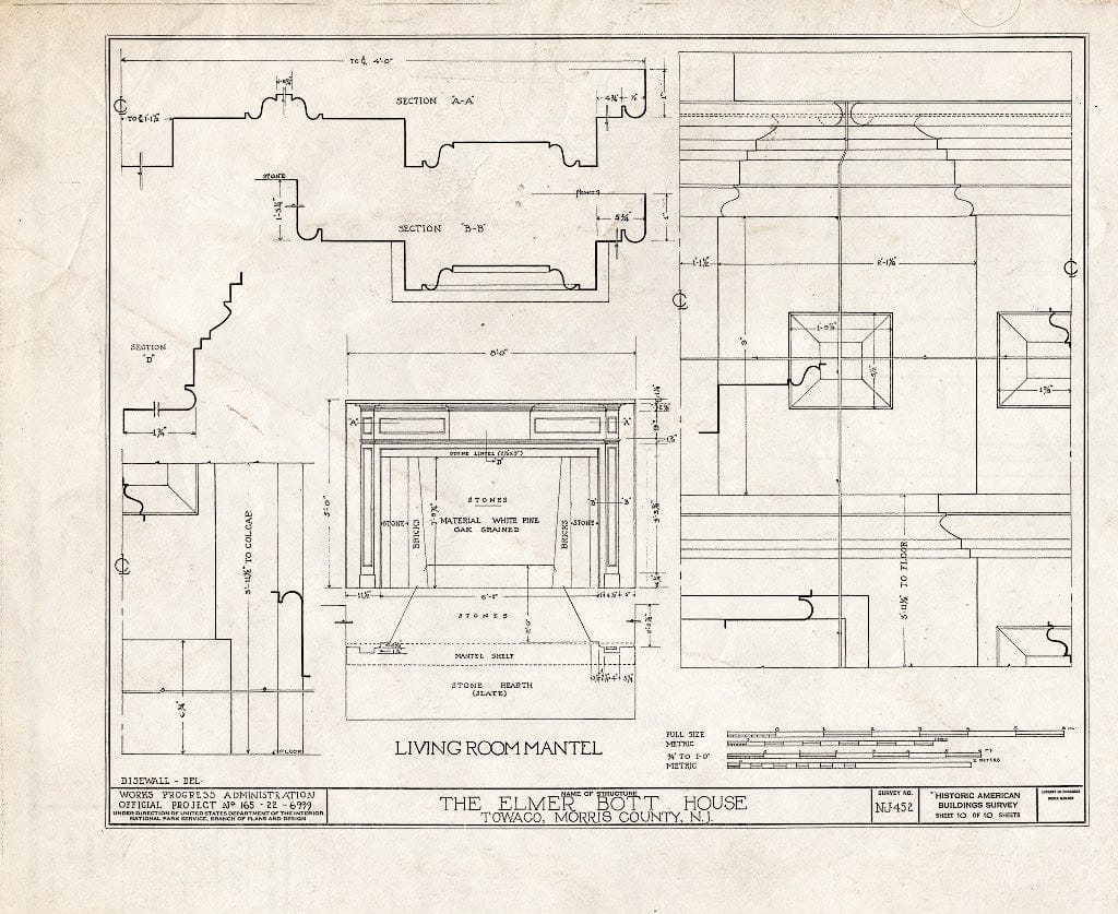 Blueprint HABS NJ,14-TOWA,1- (Sheet 10 of 10) - Elmer E. Bott House, State Highway No. 32, Towaco, Morris County, NJ