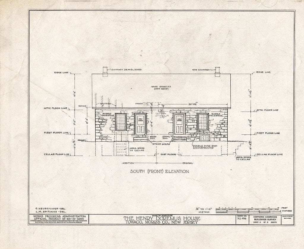 Blueprint HABS NJ,14-TOWA.V,2- (Sheet 2 of 6) - Henry Doremus House, State Route 32, Towaco, Morris County, NJ
