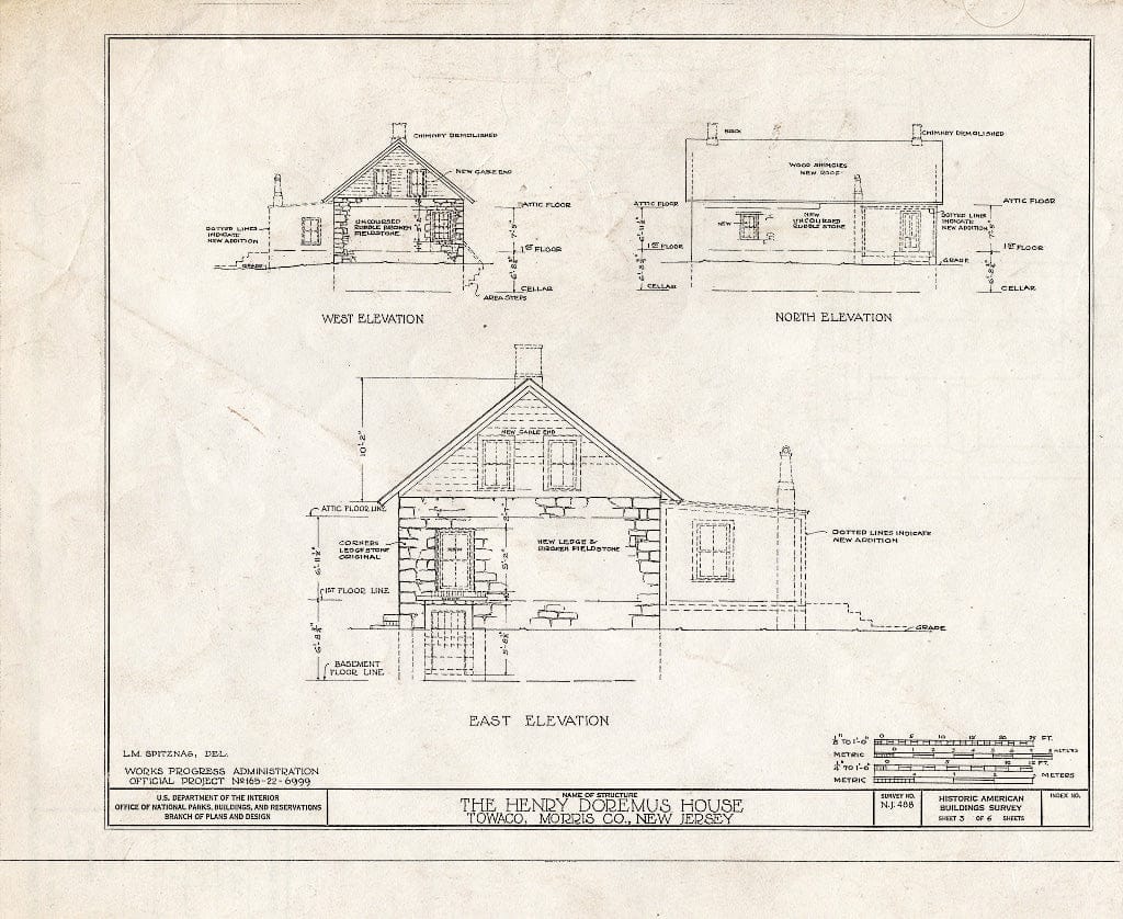 Blueprint HABS NJ,14-TOWA.V,2- (Sheet 3 of 6) - Henry Doremus House, State Route 32, Towaco, Morris County, NJ