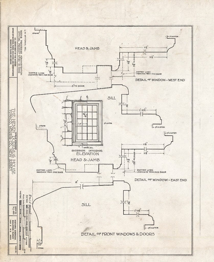 Blueprint HABS NJ,14-TOWA.V,2- (Sheet 5 of 6) - Henry Doremus House, State Route 32, Towaco, Morris County, NJ