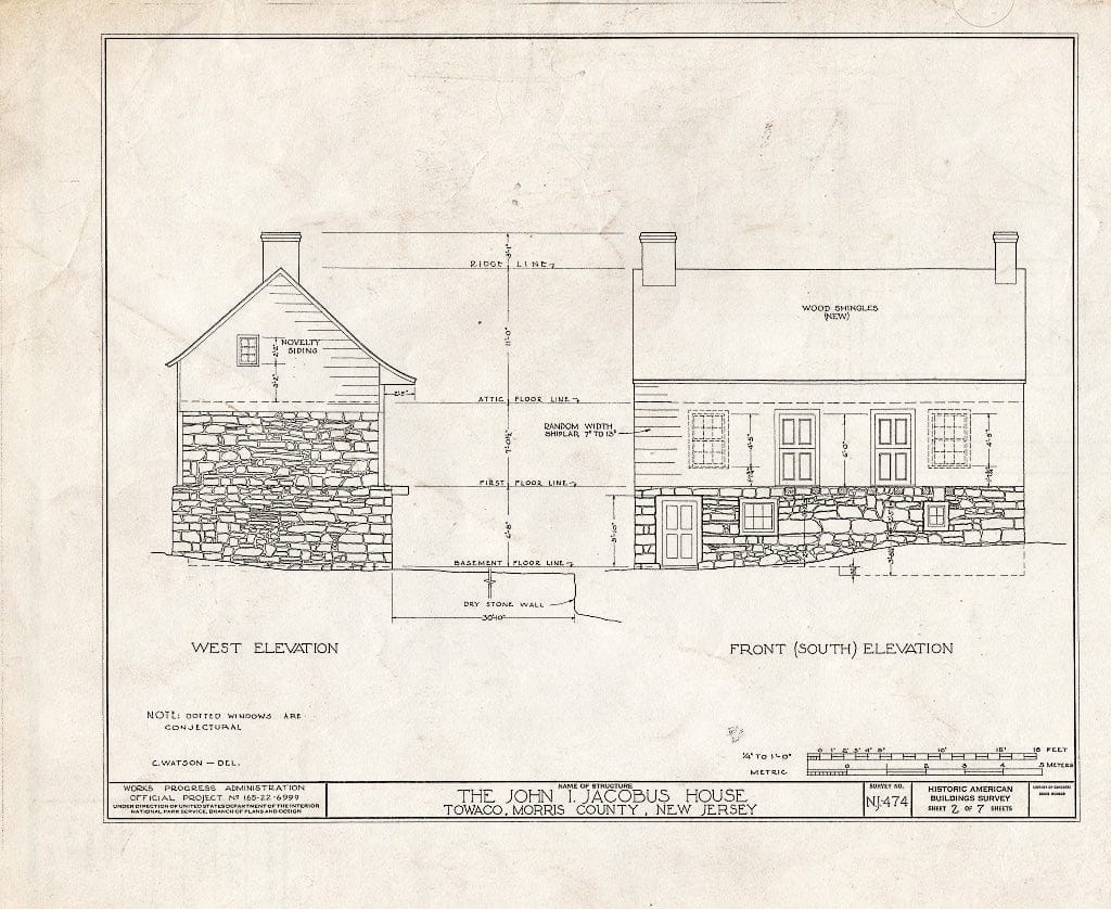 Blueprint HABS NJ,14-TOWA.V,1- (Sheet 2 of 7) - John T. Jacobus House, Towaco, Morris County, NJ
