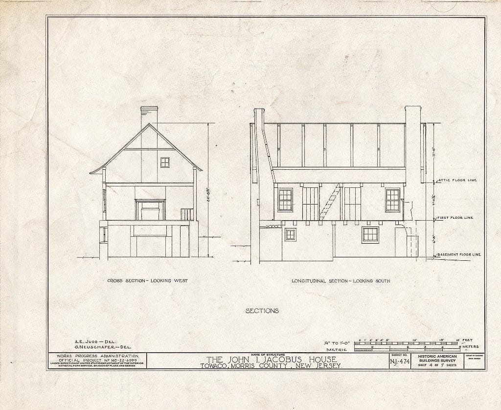 Blueprint HABS NJ,14-TOWA.V,1- (Sheet 4 of 7) - John T. Jacobus House, Towaco, Morris County, NJ