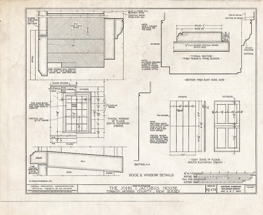 Blueprint HABS NJ,14-TOWA.V,1- (Sheet 6 of 7) - John T. Jacobus House, Towaco, Morris County, NJ