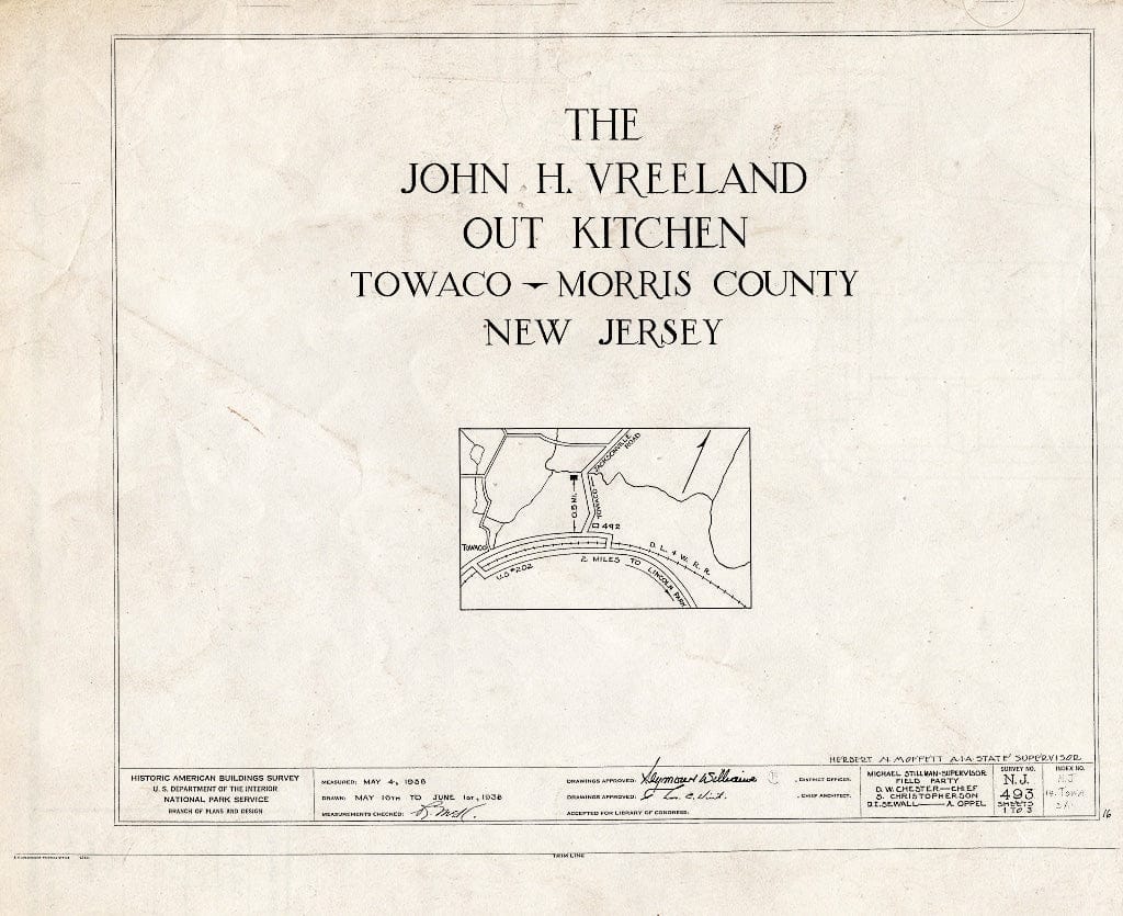 Blueprint HABS NJ,14-TOWA,3A- (Sheet 0 of 3) - John H. Vreeland Out Kitchen, Towaco, Morris County, NJ