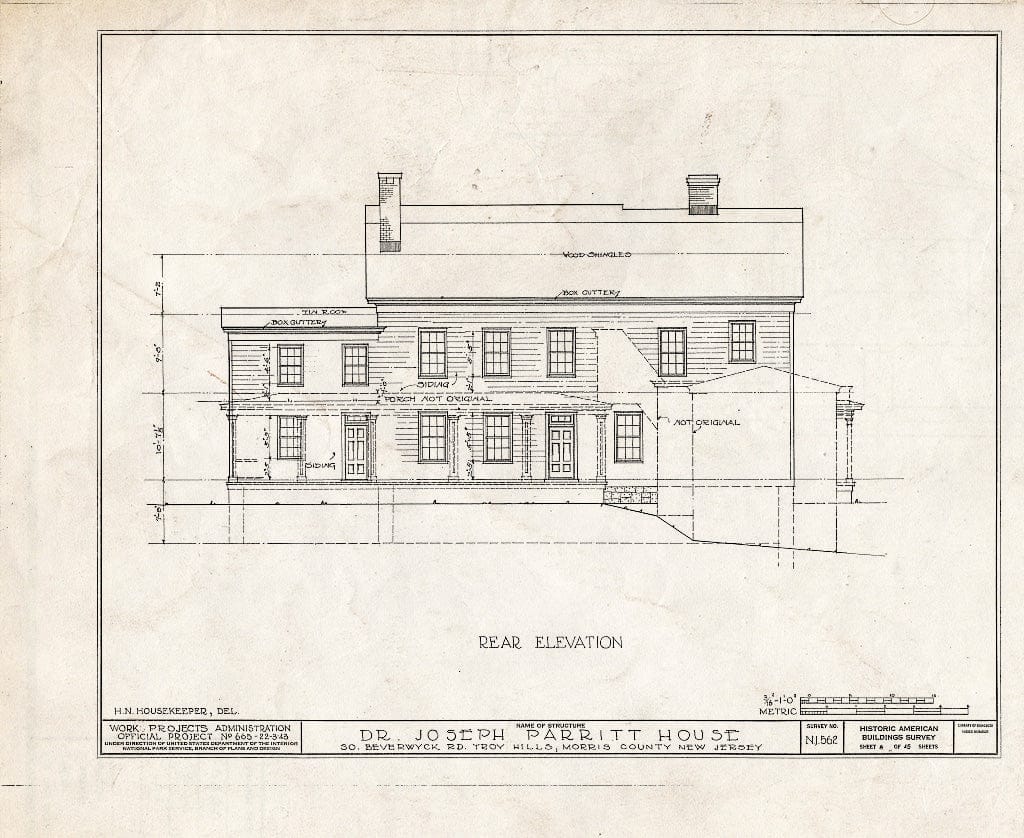 Blueprint HABS NJ,14-TROHI,1- (Sheet 8 of 15) - Dr. Joseph Parritt House, South Beverwyck Road, Troy Hills, Morris County, NJ