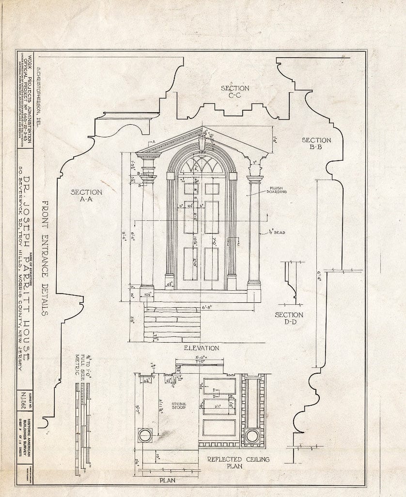 Blueprint HABS NJ,14-TROHI,1- (Sheet 9 of 15) - Dr. Joseph Parritt House, South Beverwyck Road, Troy Hills, Morris County, NJ