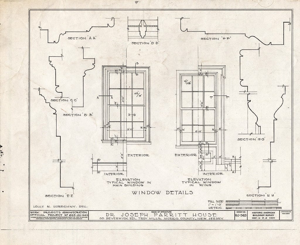 Blueprint HABS NJ,14-TROHI,1- (Sheet 10 of 15) - Dr. Joseph Parritt House, South Beverwyck Road, Troy Hills, Morris County, NJ