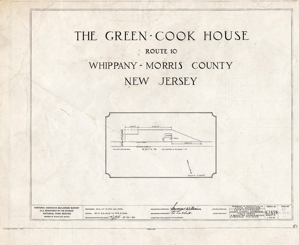Blueprint HABS NJ,14-Whip.V,1- (Sheet 0 of 13) - Green-Cook House, Route 10, Whippany, Morris County, NJ