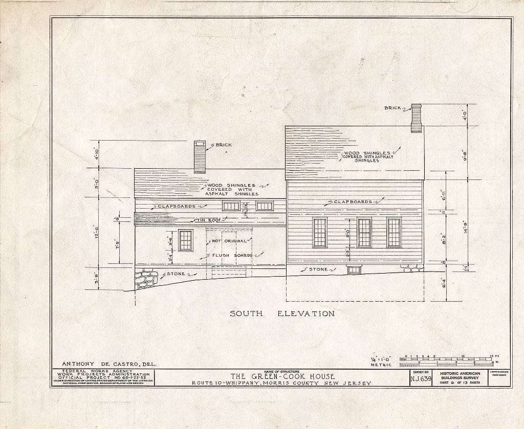 Blueprint HABS NJ,14-Whip.V,1- (Sheet 6 of 13) - Green-Cook House, Route 10, Whippany, Morris County, NJ