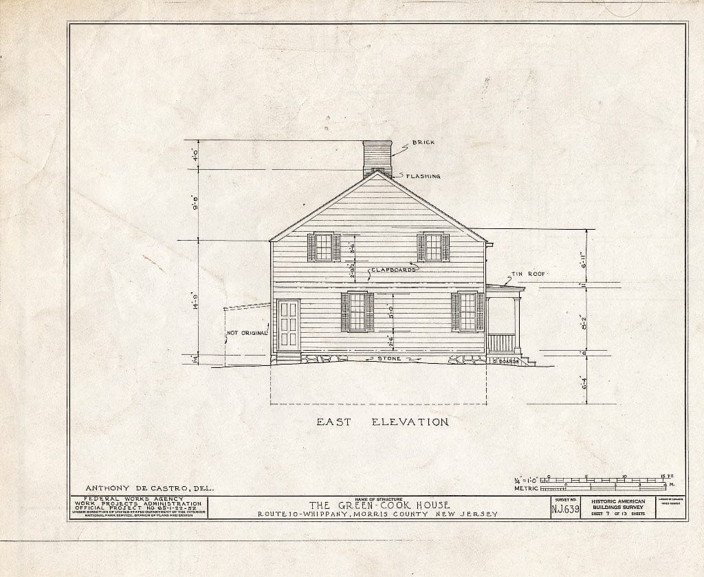 Blueprint HABS NJ,14-Whip.V,1- (Sheet 7 of 13) - Green-Cook House, Route 10, Whippany, Morris County, NJ