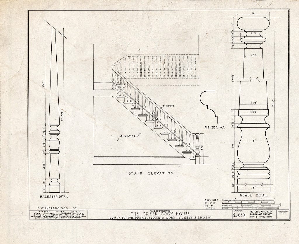 Blueprint HABS NJ,14-Whip.V,1- (Sheet 9 of 13) - Green-Cook House, Route 10, Whippany, Morris County, NJ