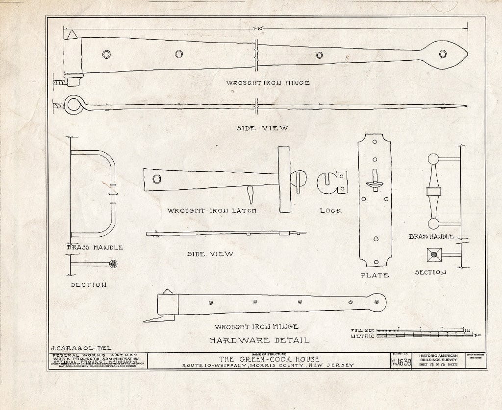 Blueprint HABS NJ,14-Whip.V,1- (Sheet 13 of 13) - Green-Cook House, Route 10, Whippany, Morris County, NJ