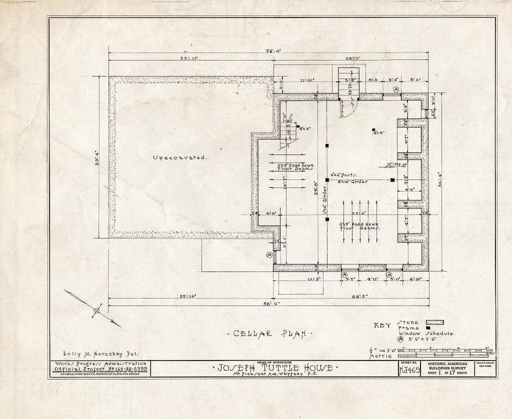 Blueprint HABS NJ,14-Whip,1- (Sheet 1 of 18) - Joseph Tuttle House, Mount Pleasant Avenue, Whippany, Morris County, NJ